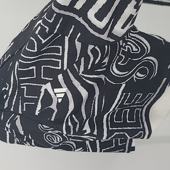 Adidas all over print crop half zip sweatshirt pullover large black & white - Picture 5 of 10